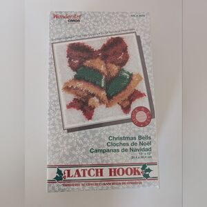 NEW Christmas Bells Latch Hook Kit WonderArt Caron 4678 Sealed Yarn Craft 12x12